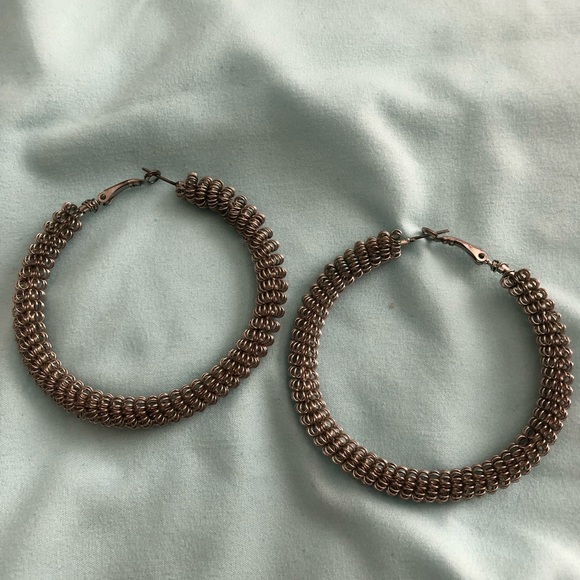 Unique Hoop Silver Earrings - Picture 1 of 4